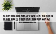 牢牢把握高质量发展这个首要任务（牢牢把握高质量发展这个首要任务,发展新质生产力）