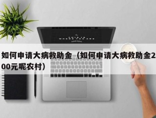 如何申请大病救助金（如何申请大病救助金200元呢农村）