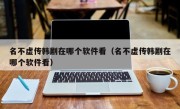 名不虚传韩剧在哪个软件看（名不虚传韩剧在哪个软件看）