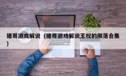 猪哥游戏解说（猪哥游戏解说王权的陨落合集）