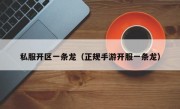 私服开区一条龙（正规手游开服一条龙）