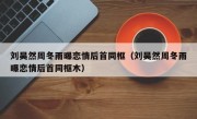 刘昊然周冬雨曝恋情后首同框（刘昊然周冬雨曝恋情后首同框木）